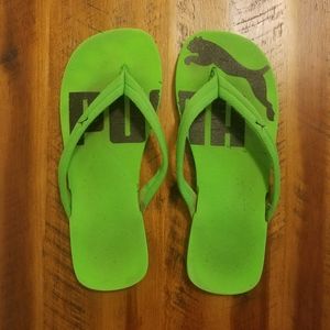 Green Puma flip flops